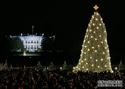 布什夫妇最后一个白宫圣诞很简朴(组图)